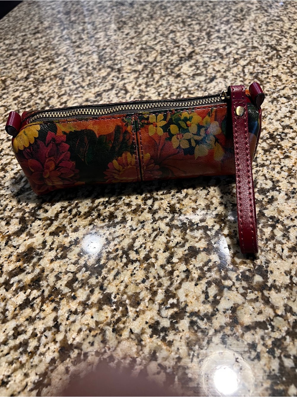 Patricia Nash Floral Leather Wristlet Clutch - Red, Yellow, Green